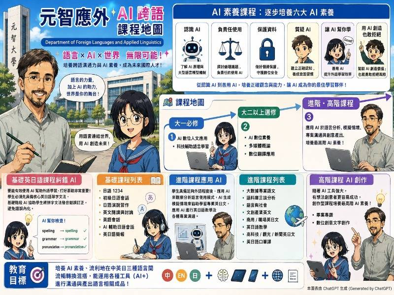 從 AI 糾錯到高階創作：元智應外規劃全方位「AI跨語」課程學習地圖